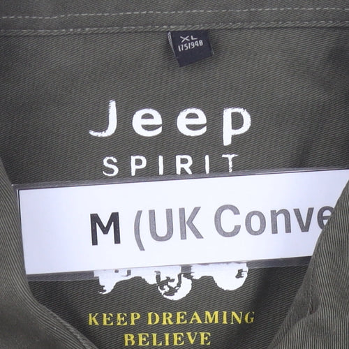 Jeep Spirit Men Green M Regular Fit Long Sleeve Cotton Shirt