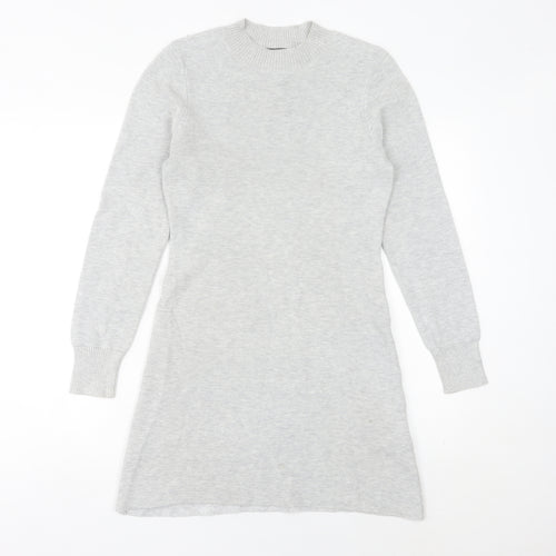 MINKPINK Women Grey XS Jumper Dress Knit Long Sleeve Casual