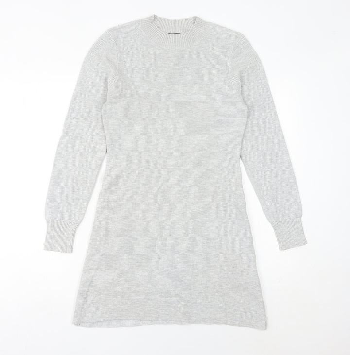 MINKPINK Women Grey XS Jumper Dress Knit Long Sleeve Casual