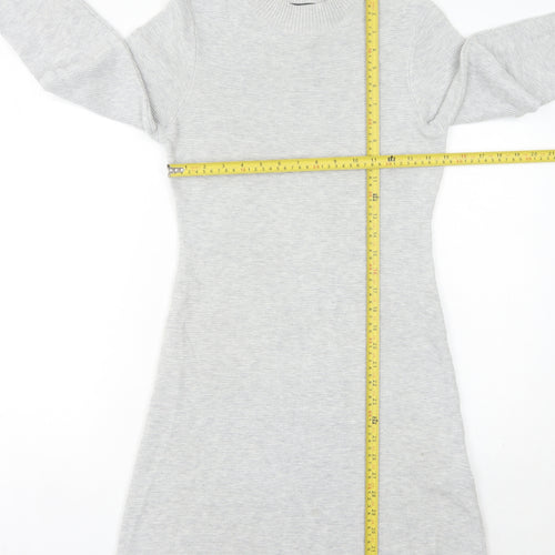 MINKPINK Women Grey XS Jumper Dress Knit Long Sleeve Casual