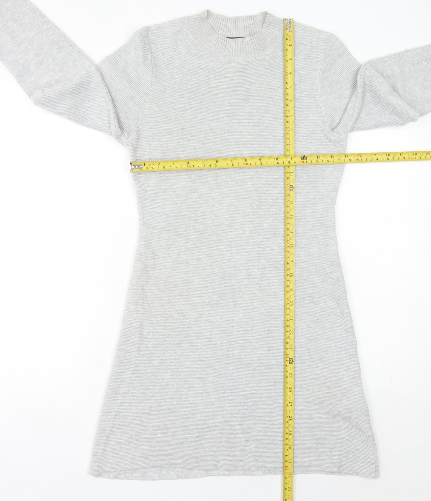 MINKPINK Women Grey XS Jumper Dress Knit Long Sleeve Casual