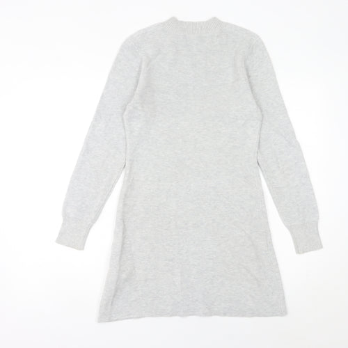 MINKPINK Women Grey XS Jumper Dress Knit Long Sleeve Casual