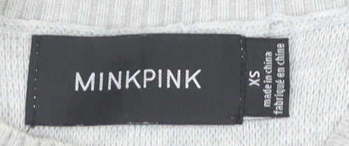 MINKPINK Women Grey XS Jumper Dress Knit Long Sleeve Casual