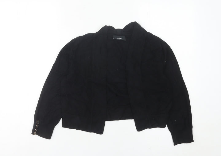 Wallis Women’s Black Collared Open Cardigan Size S Knit Long Sleeve