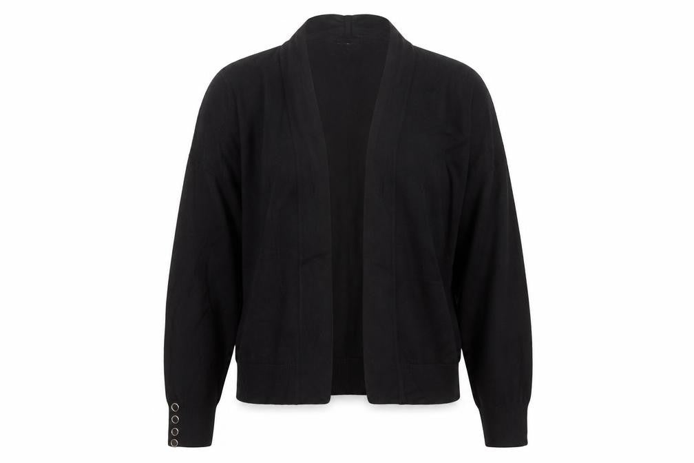 Wallis Women’s Black Collared Open Cardigan Size S Knit Long Sleeve