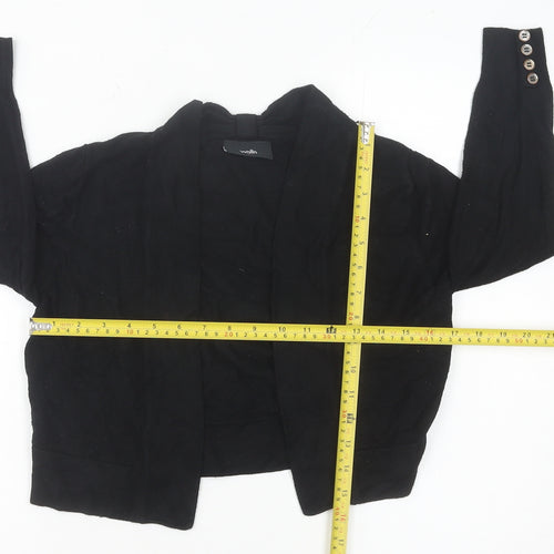 Wallis Women’s Black Collared Open Cardigan Size S Knit Long Sleeve