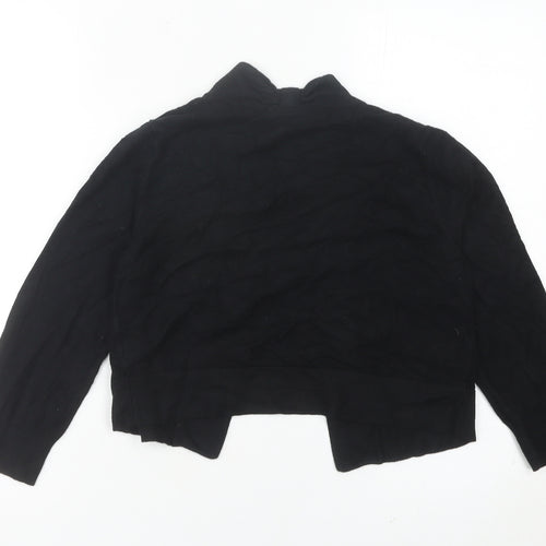 Wallis Women’s Black Collared Open Cardigan Size S Knit Long Sleeve