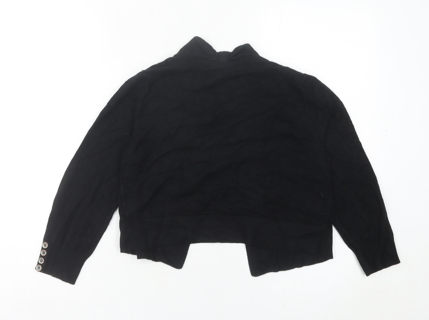 Wallis Women’s Black Collared Open Cardigan Size S Knit Long Sleeve