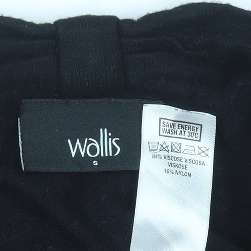 Wallis Women’s Black Collared Open Cardigan Size S Knit Long Sleeve