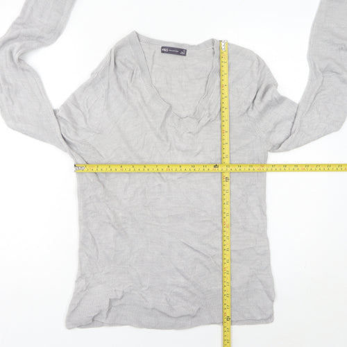 Marks and Spencer Women’s Grey V-Neck Jumper Size 12 Acrylic Knit