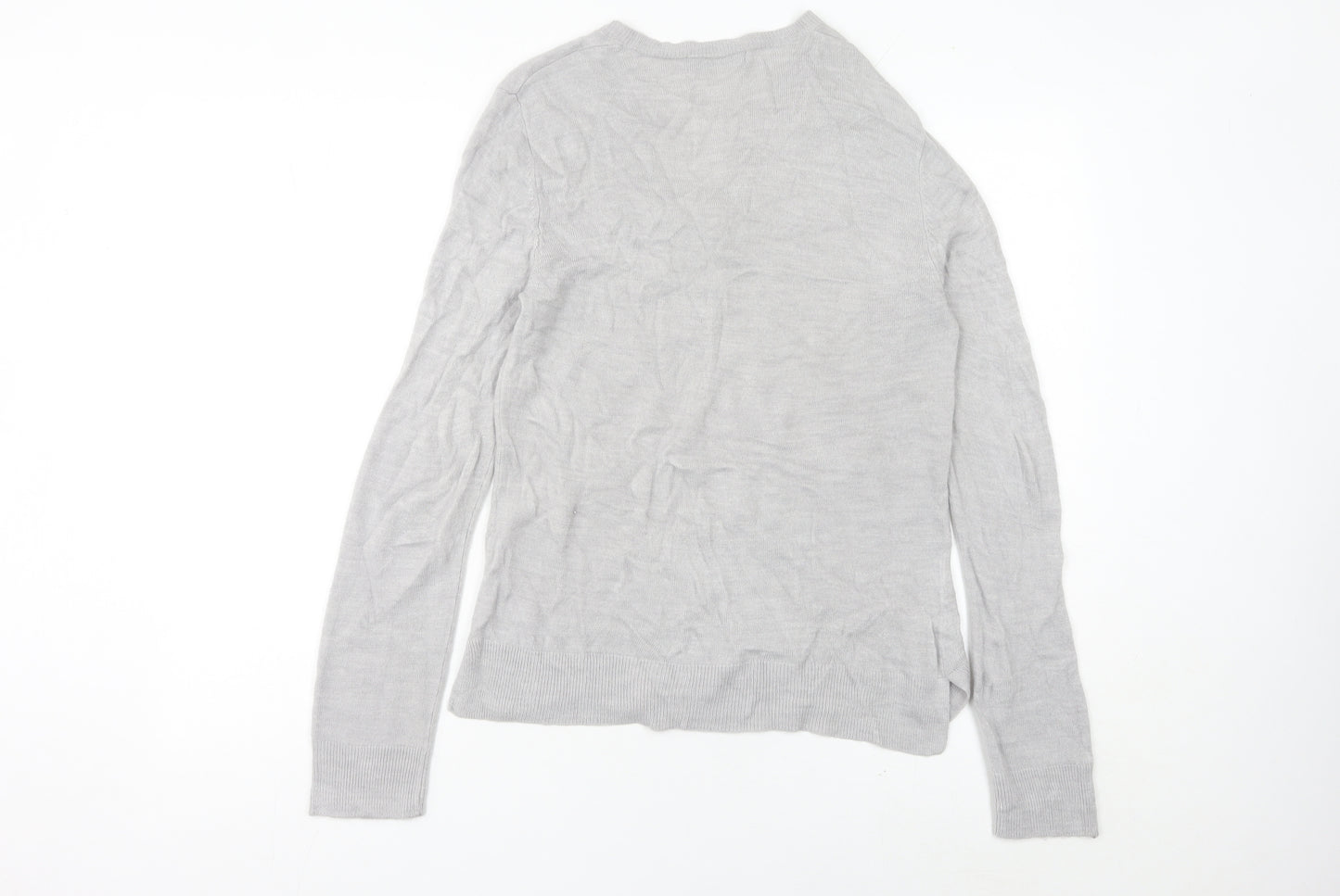 Marks and Spencer Women’s Grey V-Neck Jumper Size 12 Acrylic Knit
