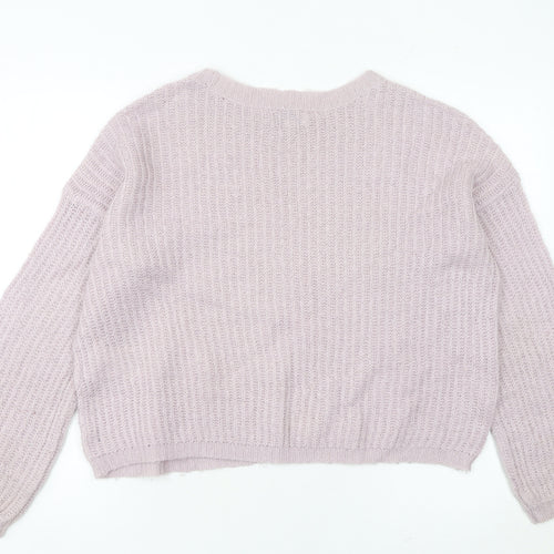 Jacqueline de Yong Womens Purple Knit Pullover Jumper Size M