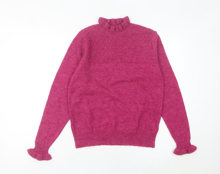 RR Women’s Pink Mock Neck Ruffle Sleeve Pullover Jumper M