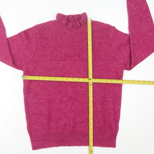 RR Women’s Pink Mock Neck Ruffle Sleeve Pullover Jumper M