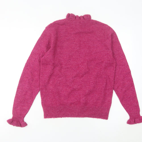RR Women’s Pink Mock Neck Ruffle Sleeve Pullover Jumper M