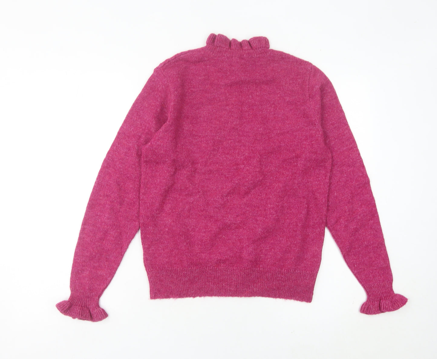 RR Women’s Pink Mock Neck Ruffle Sleeve Pullover Jumper M