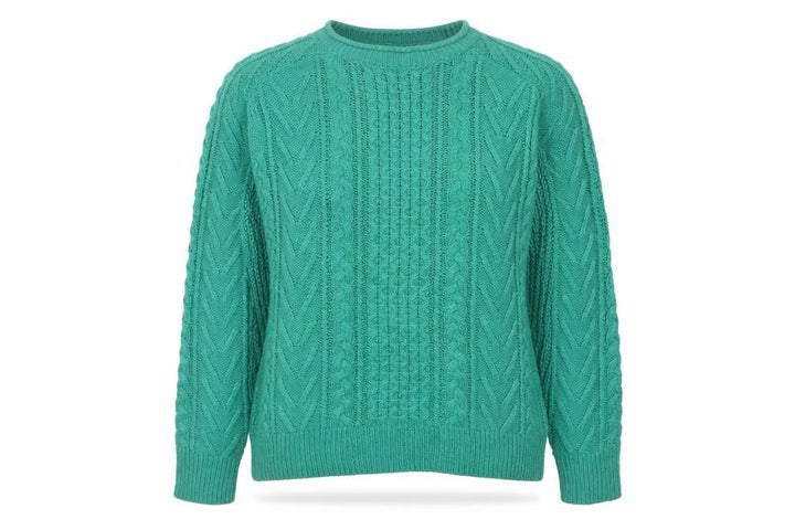 Pull&Bear Womens Green Cable-Knit Acrylic Jumper Size S
