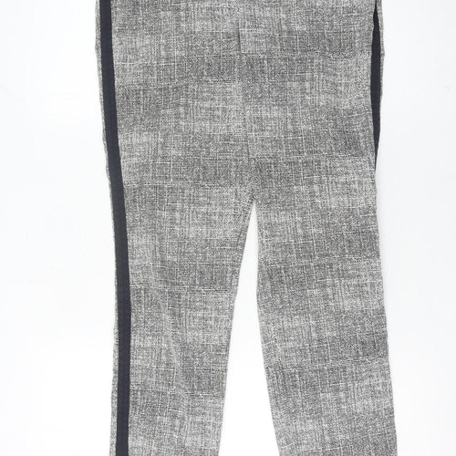 Next Womens Grey Geometric Slim Trousers Size 10 Long Workwear