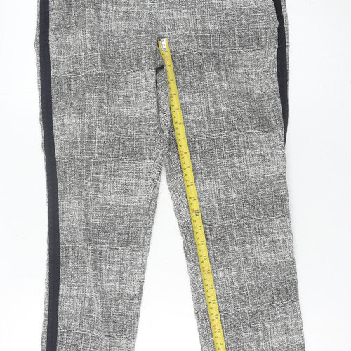 Next Womens Grey Geometric Slim Trousers Size 10 Long Workwear