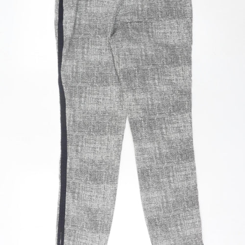Next Womens Grey Geometric Slim Trousers Size 10 Long Workwear