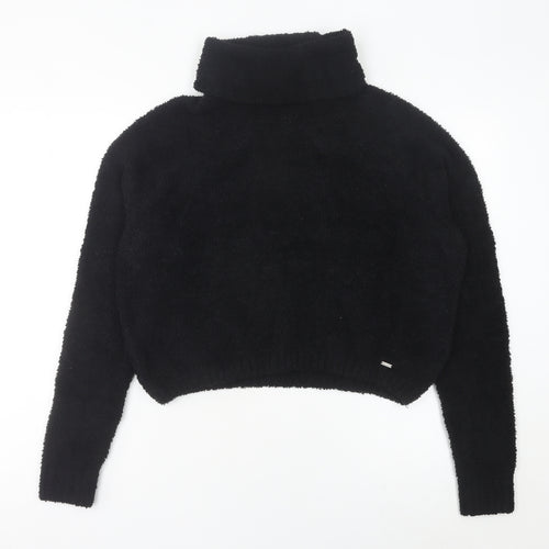 Hollister Womens Black L Roll Neck Pullover Jumper Long Sleeve Knit