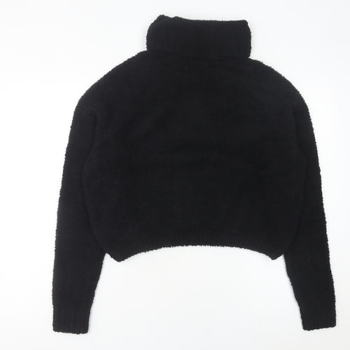 Hollister Womens Black L Roll Neck Pullover Jumper Long Sleeve Knit