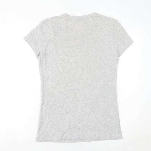 Jack Wills Womens Grey Cotton T-Shirt Size 12 Casual Slim Fit
