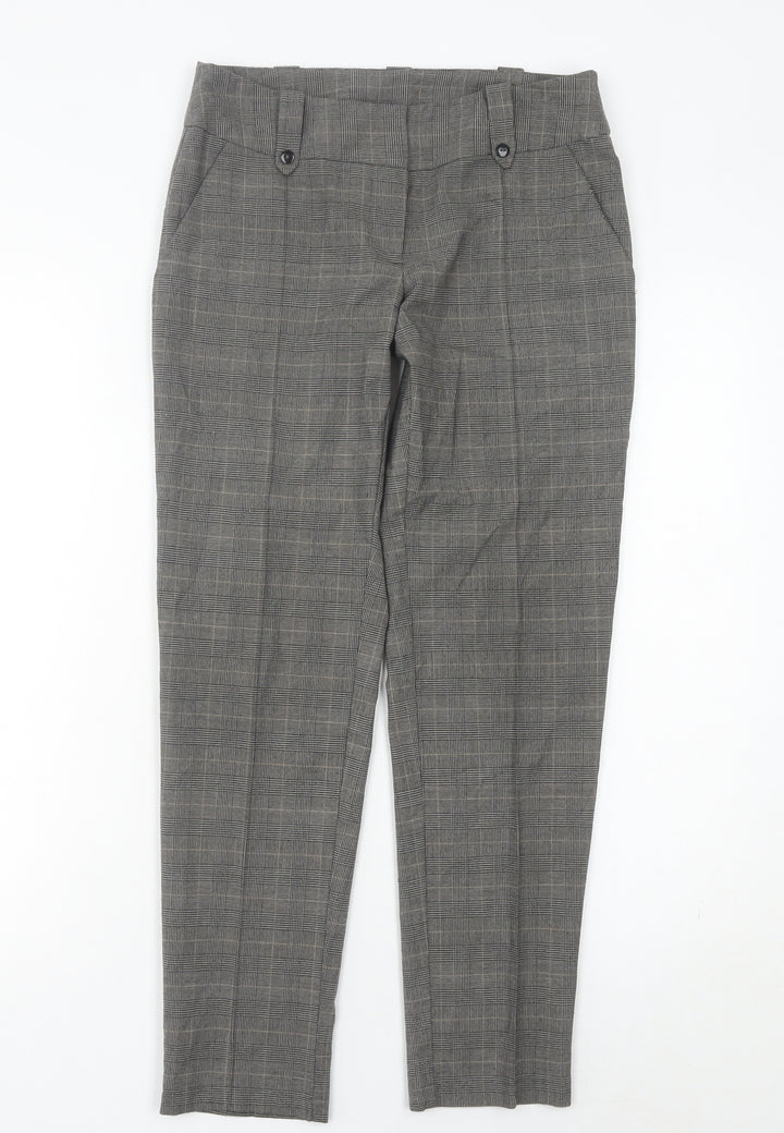 Miss Selfridge Women’s Grey Check Slim Trousers Size 8 Workwear