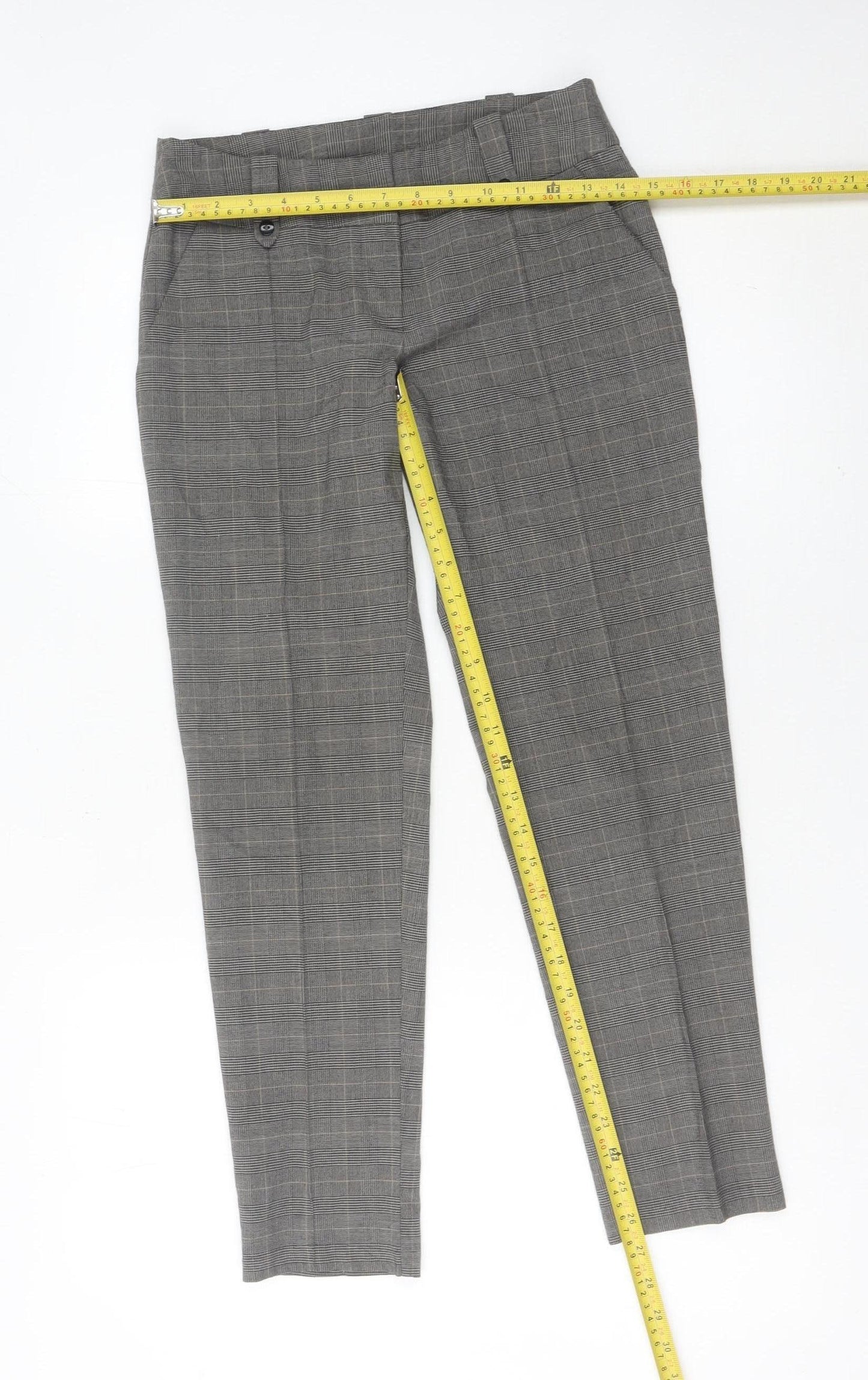 Miss Selfridge Women’s Grey Check Slim Trousers Size 8 Workwear