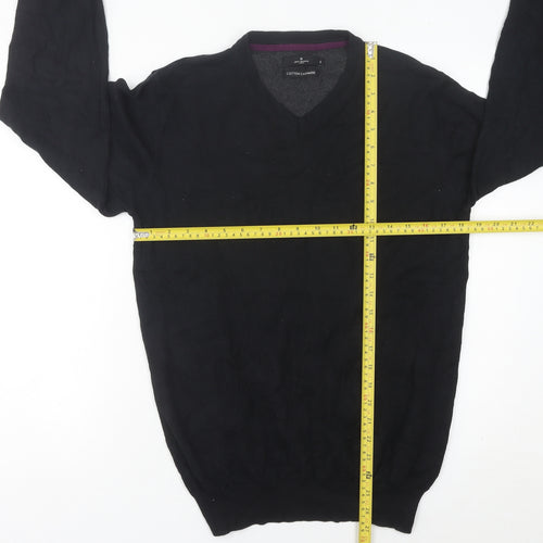 Jeff Banks Men’s Black Cotton Cashmere V-Neck Jumper Size S
