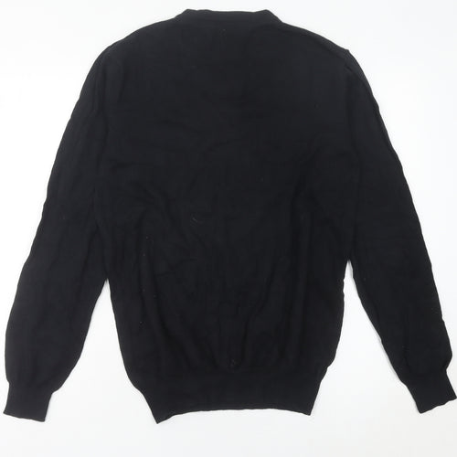 Jeff Banks Men’s Black Cotton Cashmere V-Neck Jumper Size S