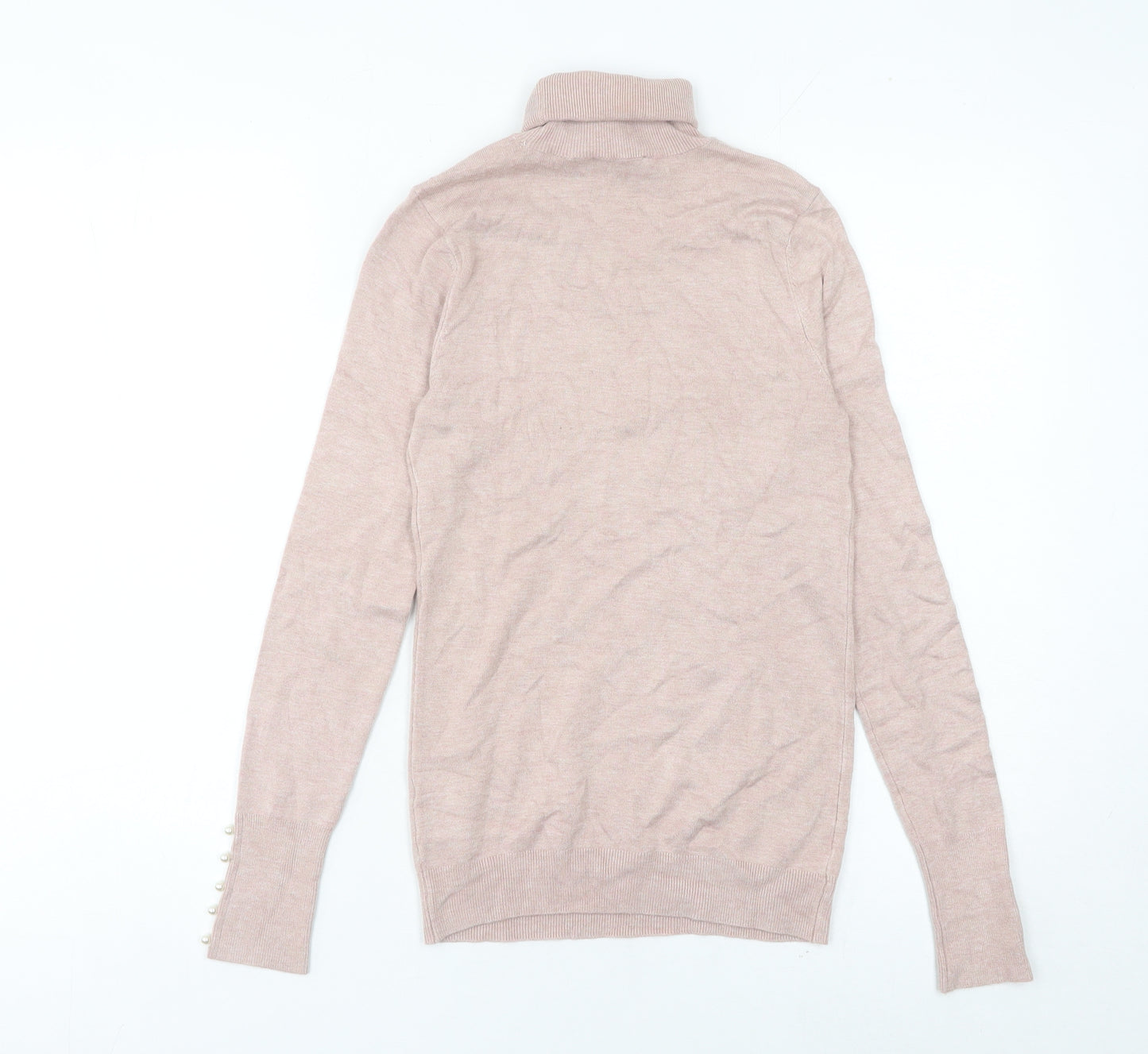Zara Women Beige Slim Fit Roll Neck Knit Jumper Size S
