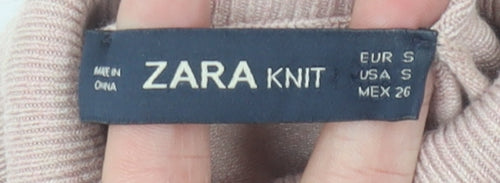 Zara Women Beige Slim Fit Roll Neck Knit Jumper Size S