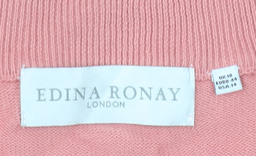 Edina Ronay Women’s Pink Cotton Cardigan UK 18 Round Neck 3/4 Sleeve