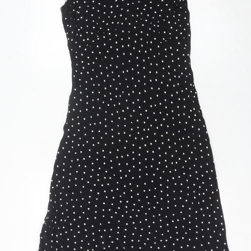 Wallis Womens Black White Polka Dot Shift Dress Size 12 Sleeveless