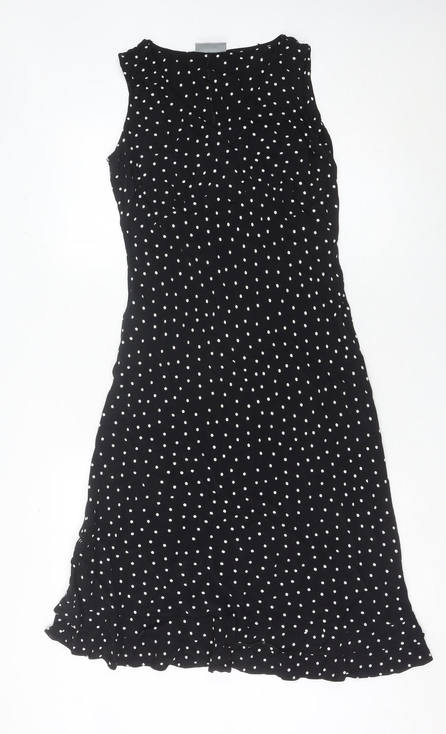 Wallis Womens Black White Polka Dot Shift Dress Size 12 Sleeveless