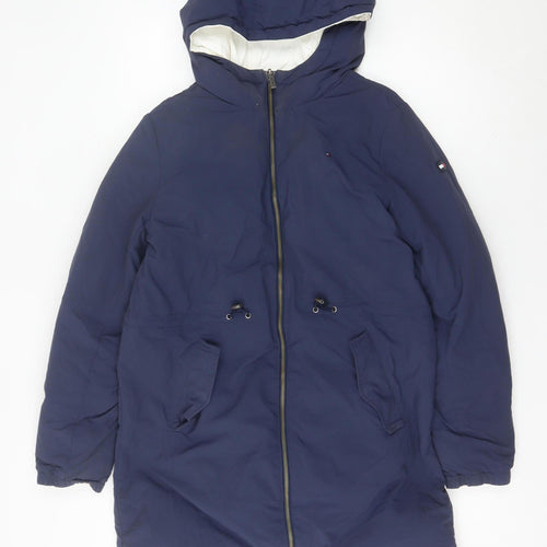 Tommy Hilfiger Unisex Kids Blue Hooded Parka Coat Size 16 Years
