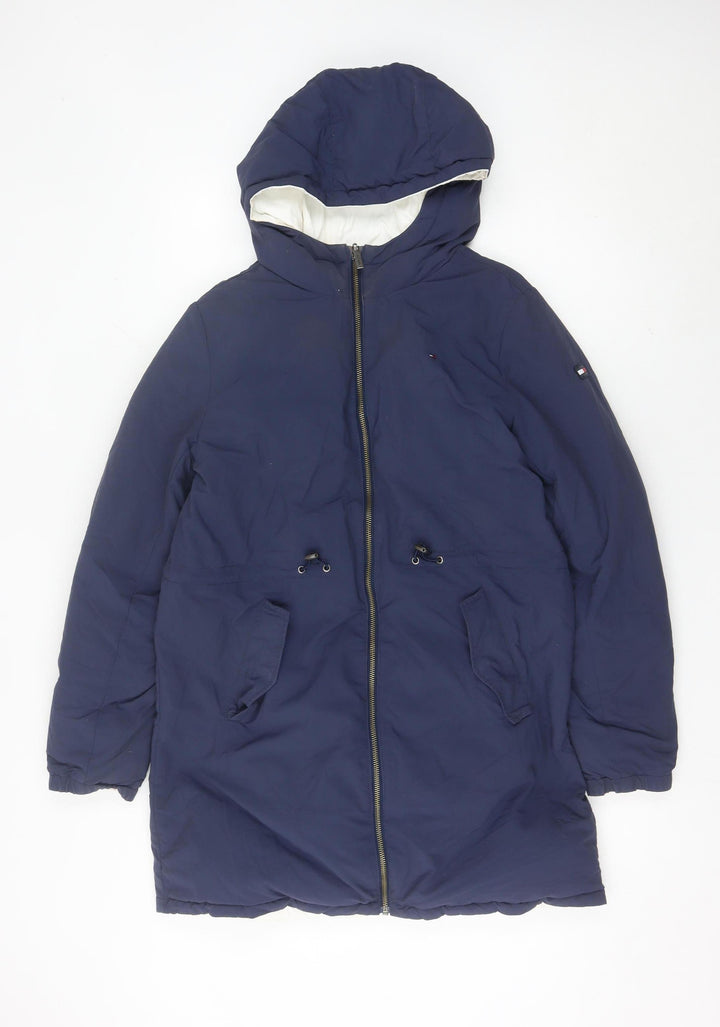 Tommy Hilfiger Unisex Kids Blue Hooded Parka Coat Size 16 Years
