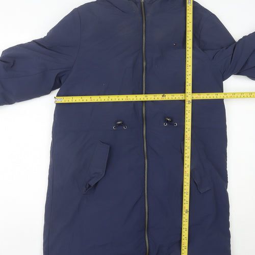 Tommy Hilfiger Unisex Kids Blue Hooded Parka Coat Size 16 Years