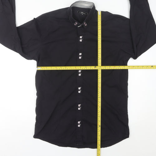 Swade Platinum Men's Black XL Slim Fit Long Sleeve Cotton Shirt