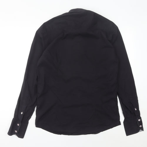 Swade Platinum Men's Black XL Slim Fit Long Sleeve Cotton Shirt