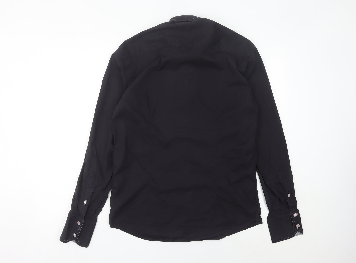 Swade Platinum Men's Black XL Slim Fit Long Sleeve Cotton Shirt