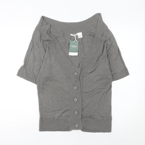 La Redoute Women’s Grey Short Sleeve V-Neck Cardigan Size 10/12