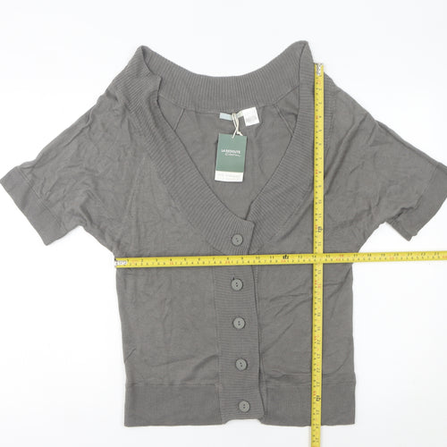 La Redoute Women’s Grey Short Sleeve V-Neck Cardigan Size 10/12