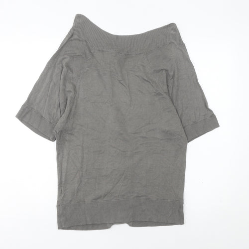 La Redoute Women’s Grey Short Sleeve V-Neck Cardigan Size 10/12