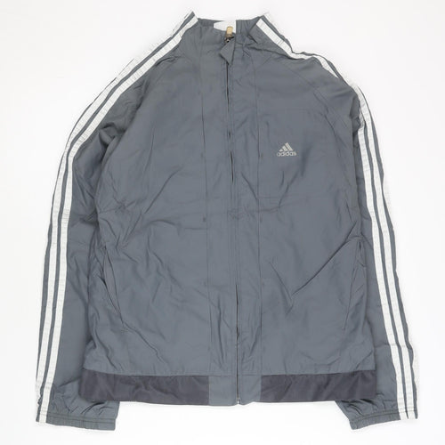 Adidas Women’s Grey Track Jacket L Lightweight Full Zip Sportswear