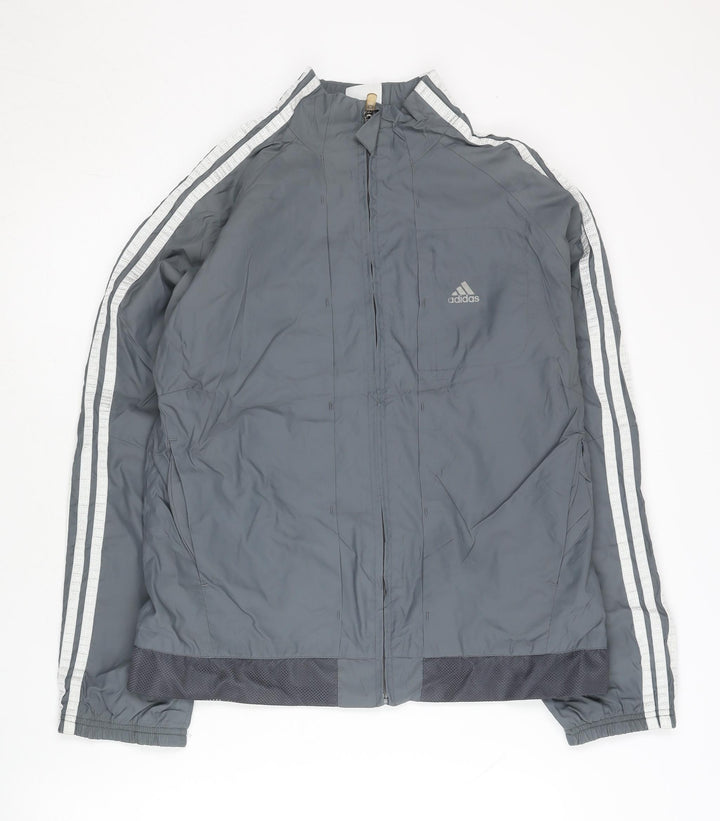 Adidas Women’s Grey Track Jacket L Lightweight Full Zip Sportswear