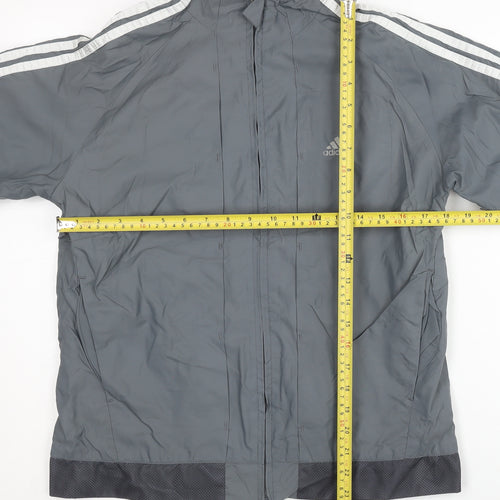 Adidas Women’s Grey Track Jacket L Lightweight Full Zip Sportswear