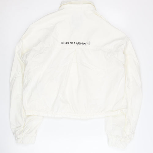 Converse Women’s White Cotton Cropped Jacket Size 12 Collared Casual