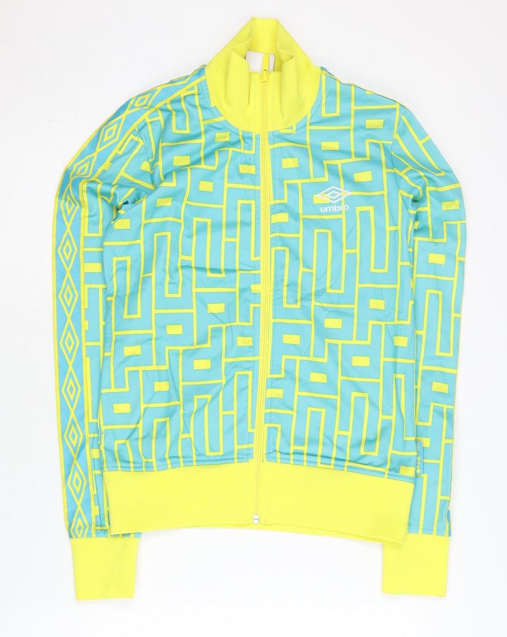Umbro Women’s Blue Geometric Track Jacket Size 12 Full Zip Sportswear